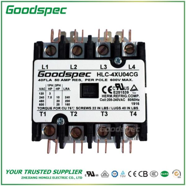 HLC-4XU01CY(4P/25A/208-240V) DEFINITE PURPOSE CONTACTOR