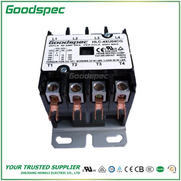 HLC-4XU00CY(4P/20A/208-240V) DEFINITE PURPOSE CONTACTOR